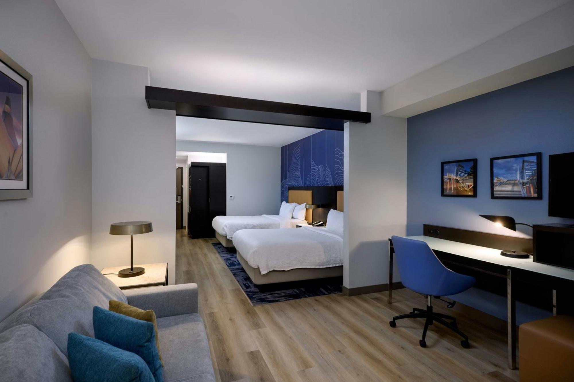 Studio with Two Queen Beds, City View, Sofa Bed and Balcony